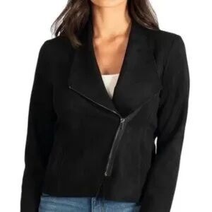 Women's Black Jacket Faux Suede